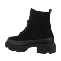 Dámské šněrovací kotníkové boty - černé -  LT185-1-black!SET