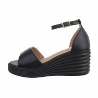 Dámské sandály na klínku - černé - NN291-blackSET