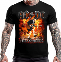 AC/DC - Hells Bells Angus Fire - černé pánské triko