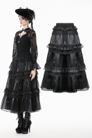Black Blossom Long Layered Skirt - KW392