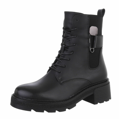 Women's lace-up ankle boots - black - 1141-blackSET