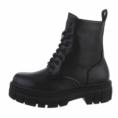 Women's lace-up ankle boots - black - DES901P-blackSET