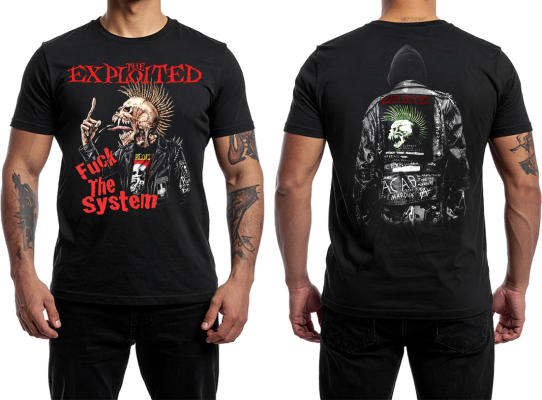 EXPLOITED - Fuck The System - Skull With Tonque - černé pánské triko