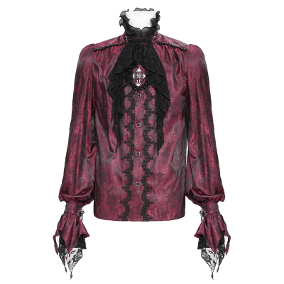 Gothic Palace Mens Red Satin Shirt - SHT140